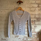 1980s White Striped Button Cardigan Jumper