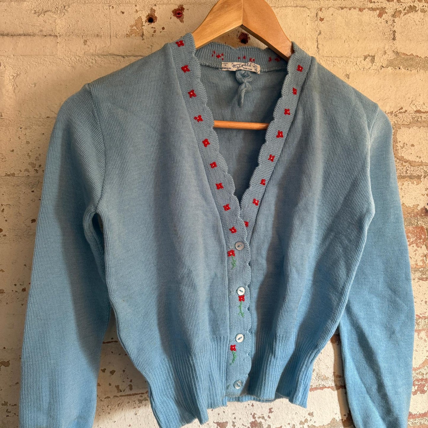 1940s Baby Blue Knitted British Cardigan Jumper