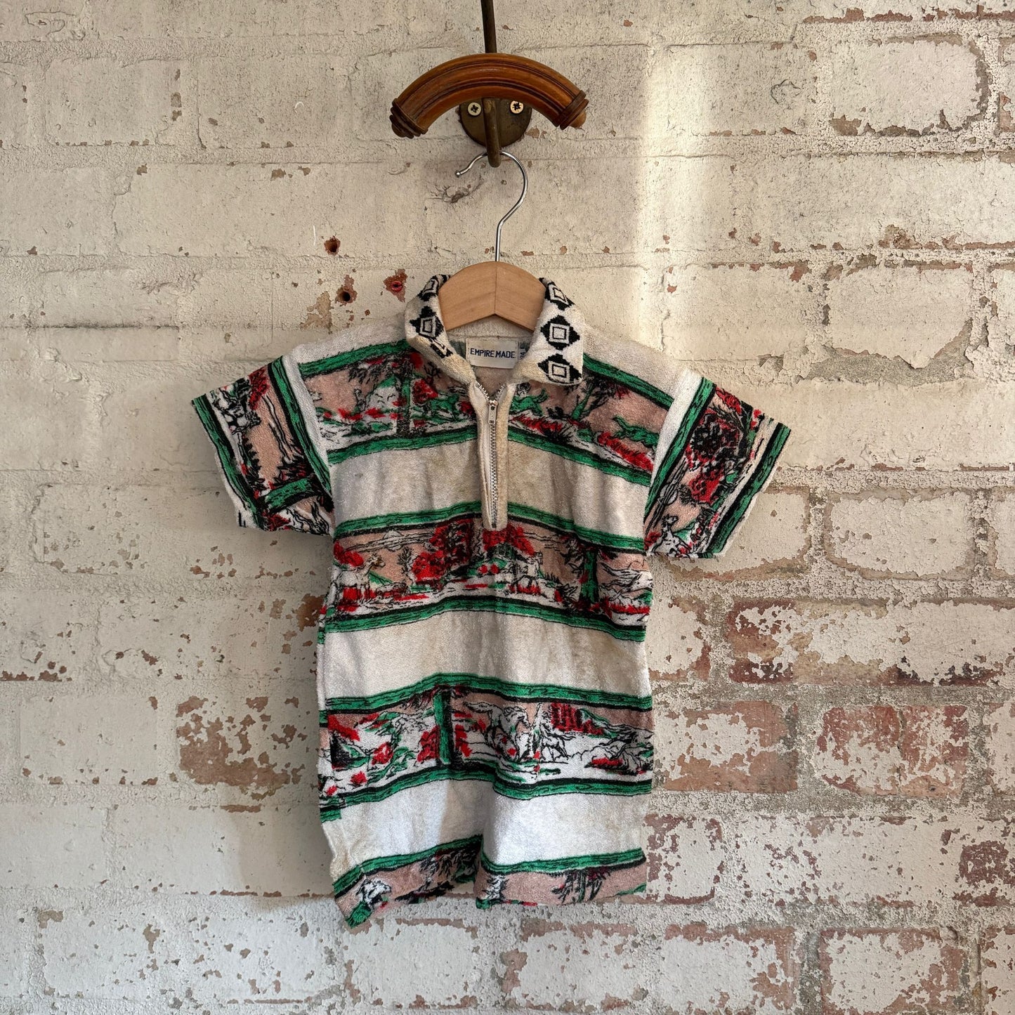 1960s Towelling Print Zip Shirt