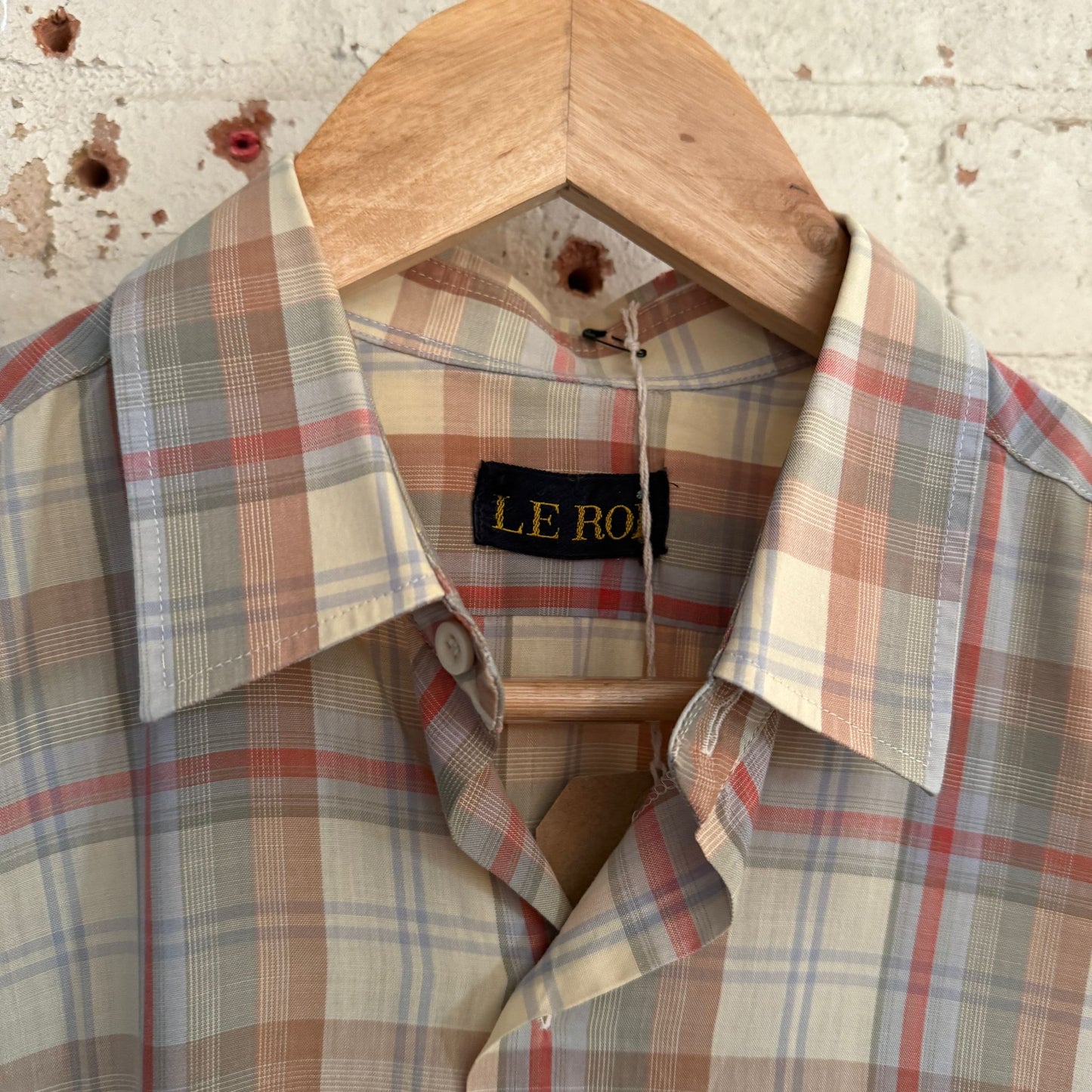 1970s Beige French Checked Shirt