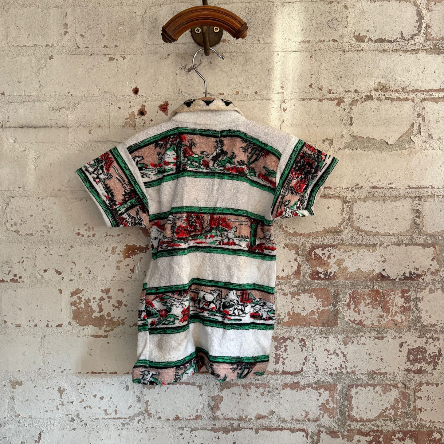 1960s Towelling Print Zip Shirt