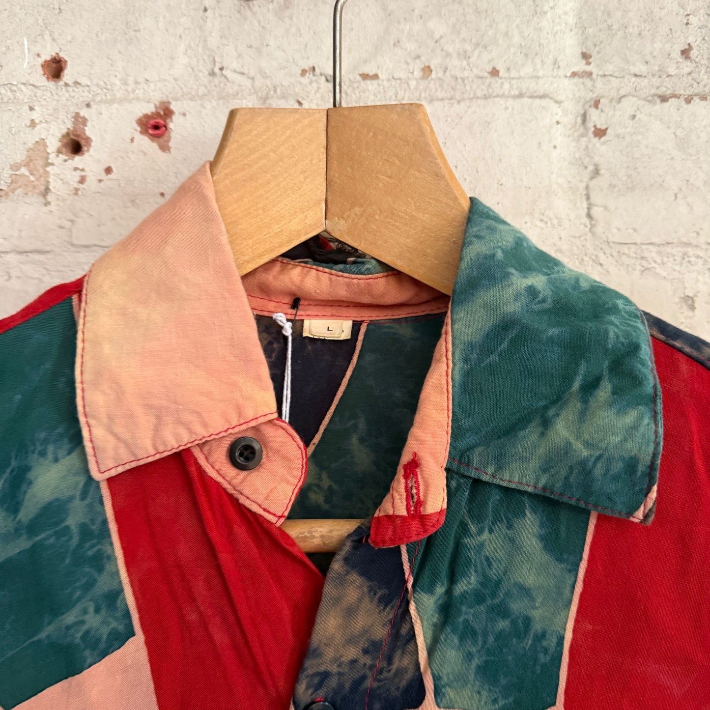 1980s Rayon Multicoloured Patterned Unusual Shirt