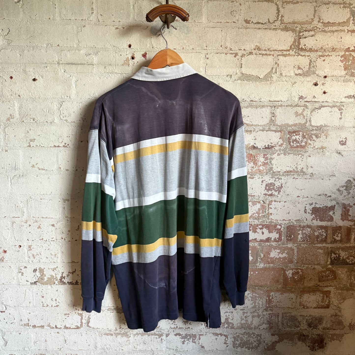 1990s Navy St Michaels Stripe Rugby Shirt