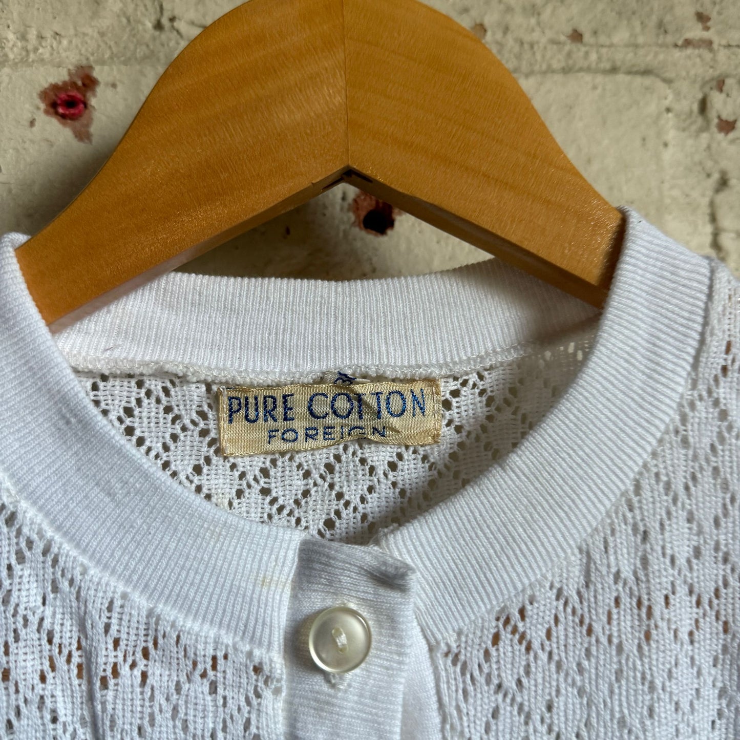 1960s White Knitted Patterned Sleeveless Top