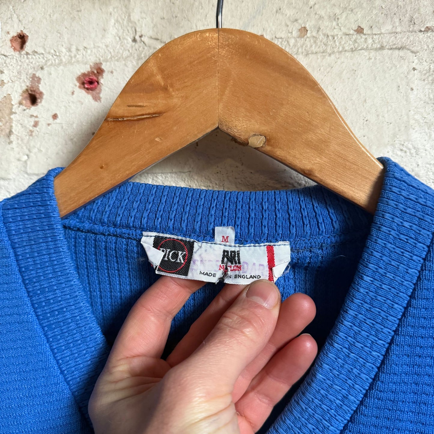 1960s Blue Knitted Pick V Neck Jumper