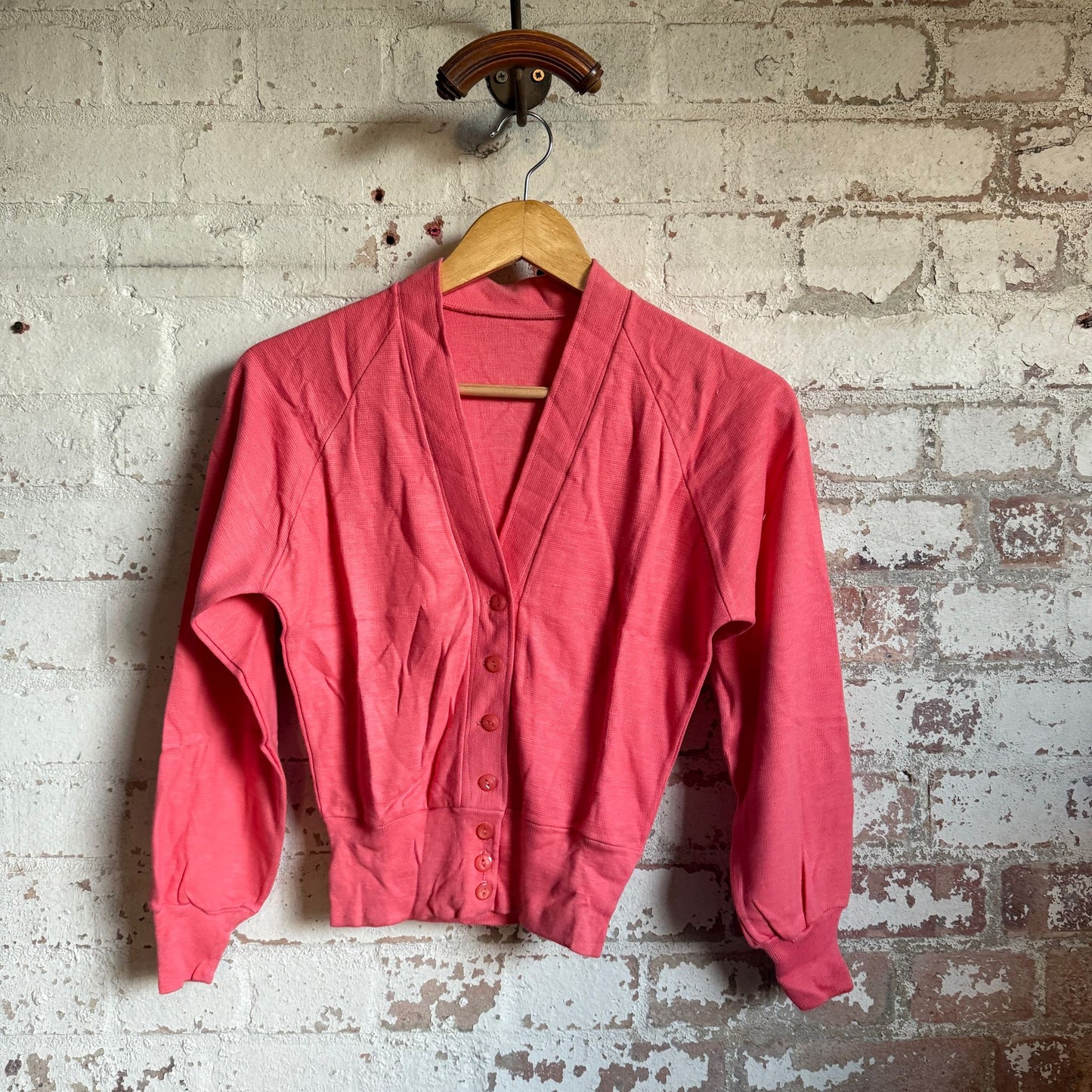 1960s Pink Cotton British Cardigan Sweatshirt