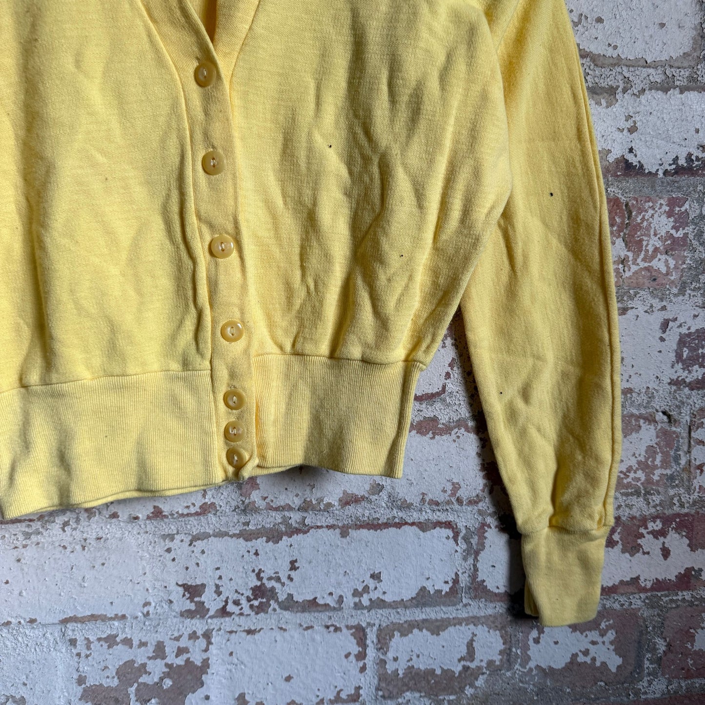 1960s Yellow British Button Cardigan Jumper