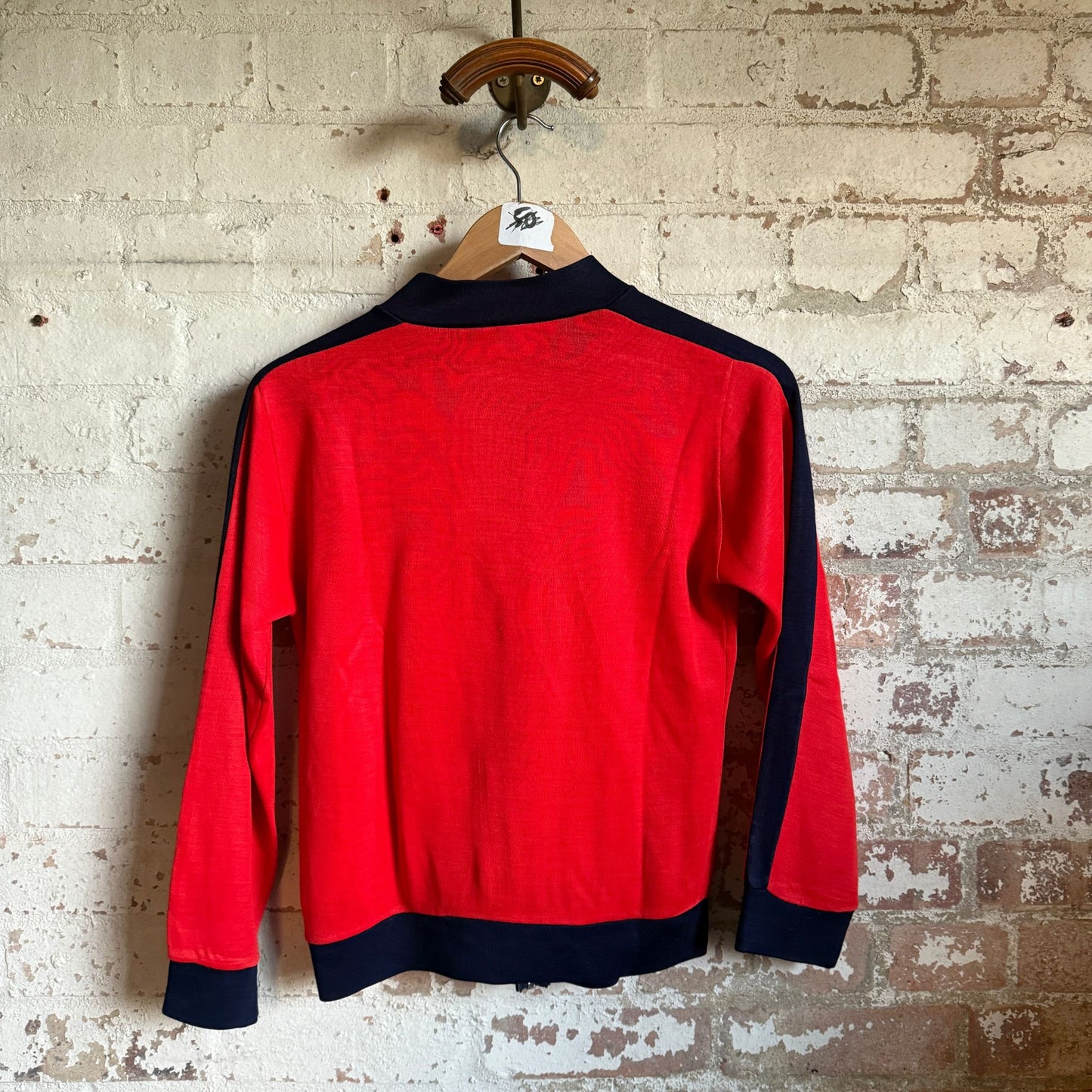 1980s Red and Navy Puma Zip Up Track Top