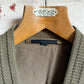 1980s Khaki Knitted Grandad Cardigan Jumper