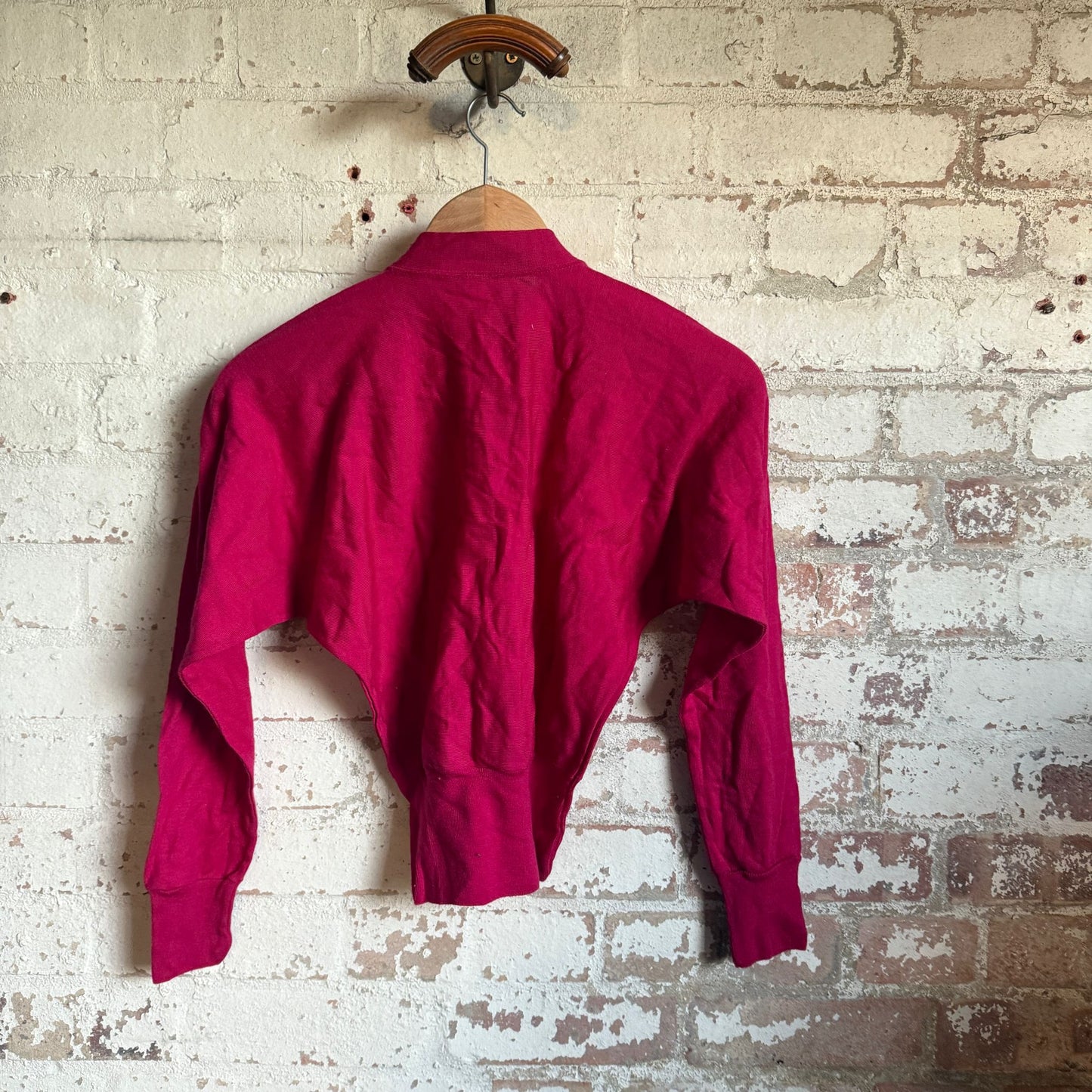 1960s Burgundy Knitted Unusual Button Cardigan Jumper