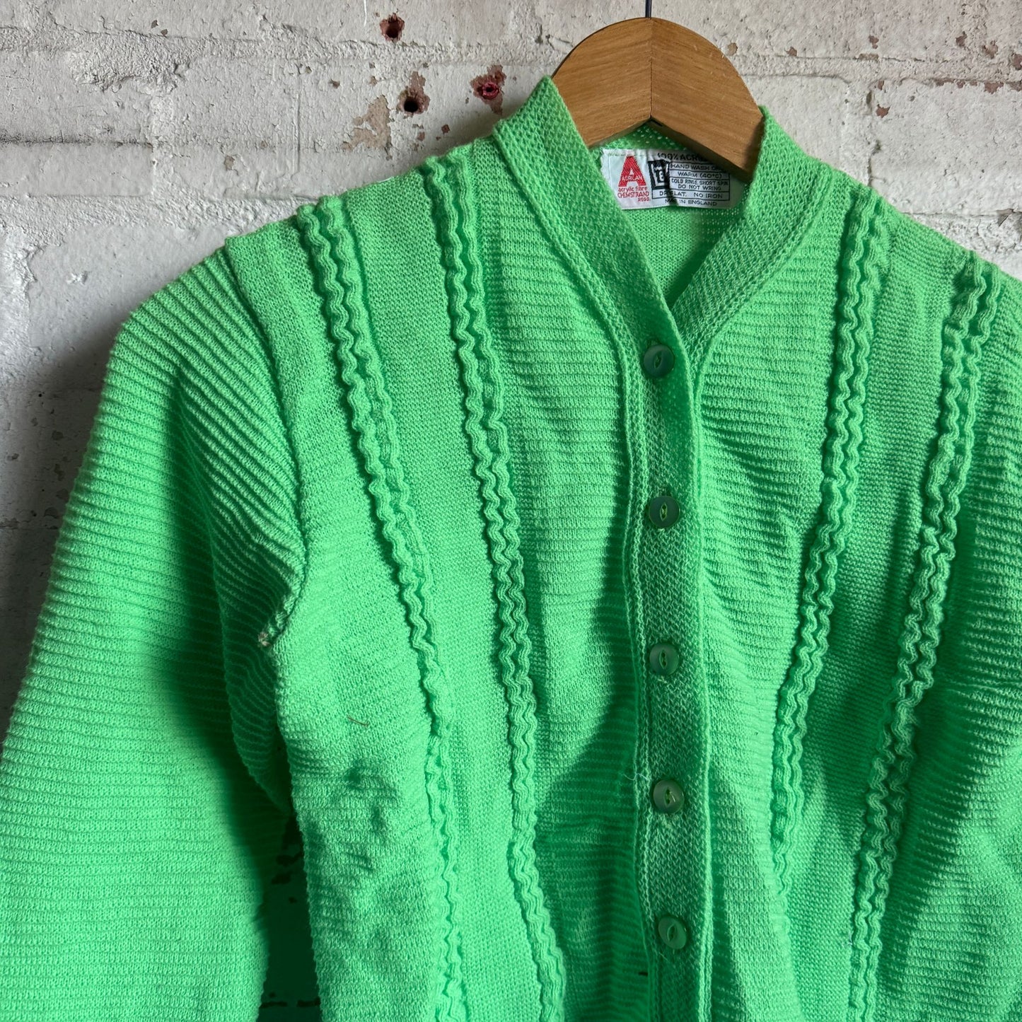 1960s Green Knitted Button Cardigan Jumper
