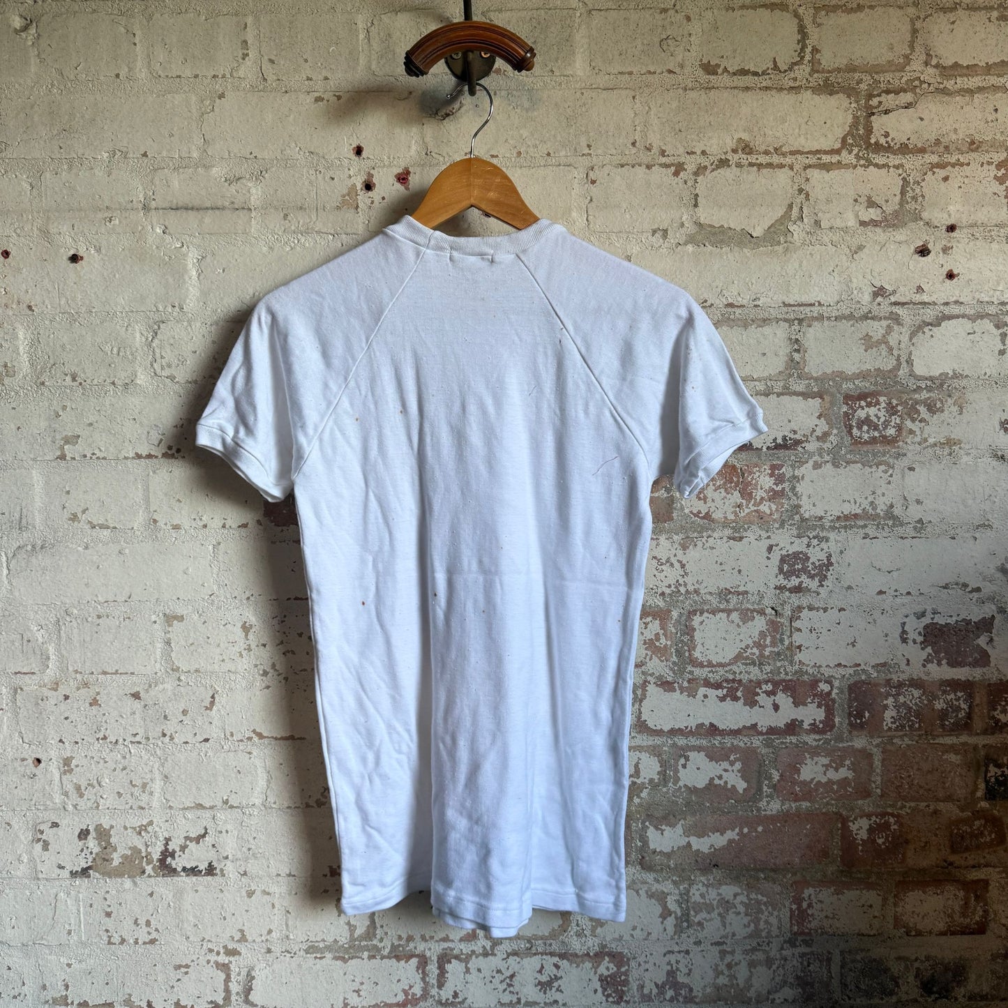 1970s White Raglan Blank Cotton T-shirt