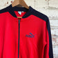 1980s Red and Navy Puma Zip Up Track Top