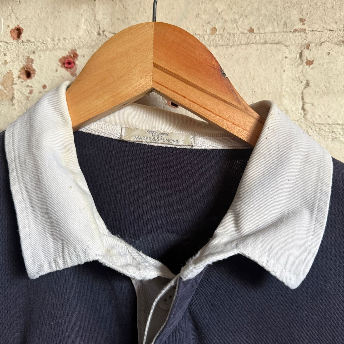 1990s Navy St Michaels Stripe Rugby Shirt