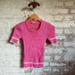 1970s Pink Knitted T-Shirt Top