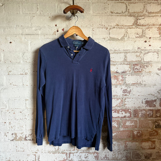 1990s Navy Ralph Lauren Long Sleeve Polo Shirt