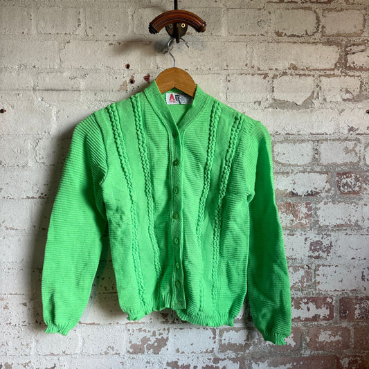 1960s Green Knitted Button Cardigan Jumper
