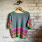 1990s Patterned Knitted Short Sleeves Jumper