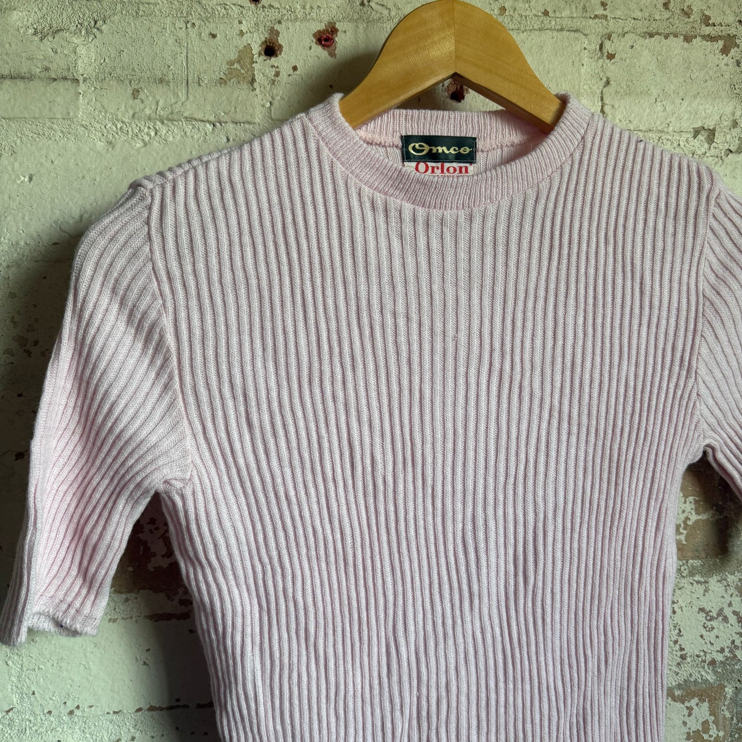 1970s Pink Knitted British T-Shirt Top Jumper