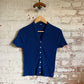 1960s Navy Button Knitted Cardigan Top