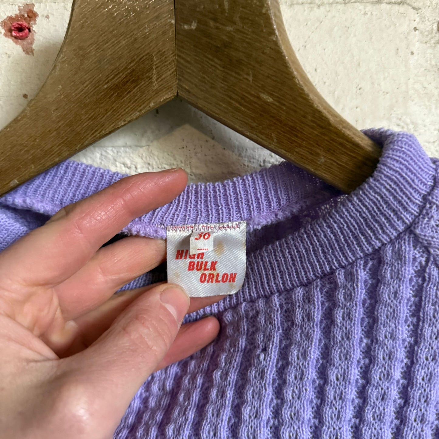 1970s Lilac Purple Knitted Cable Jumper