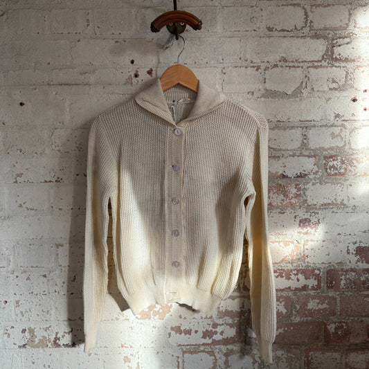 1950s Cream Knitted Cardigan Button Jumper