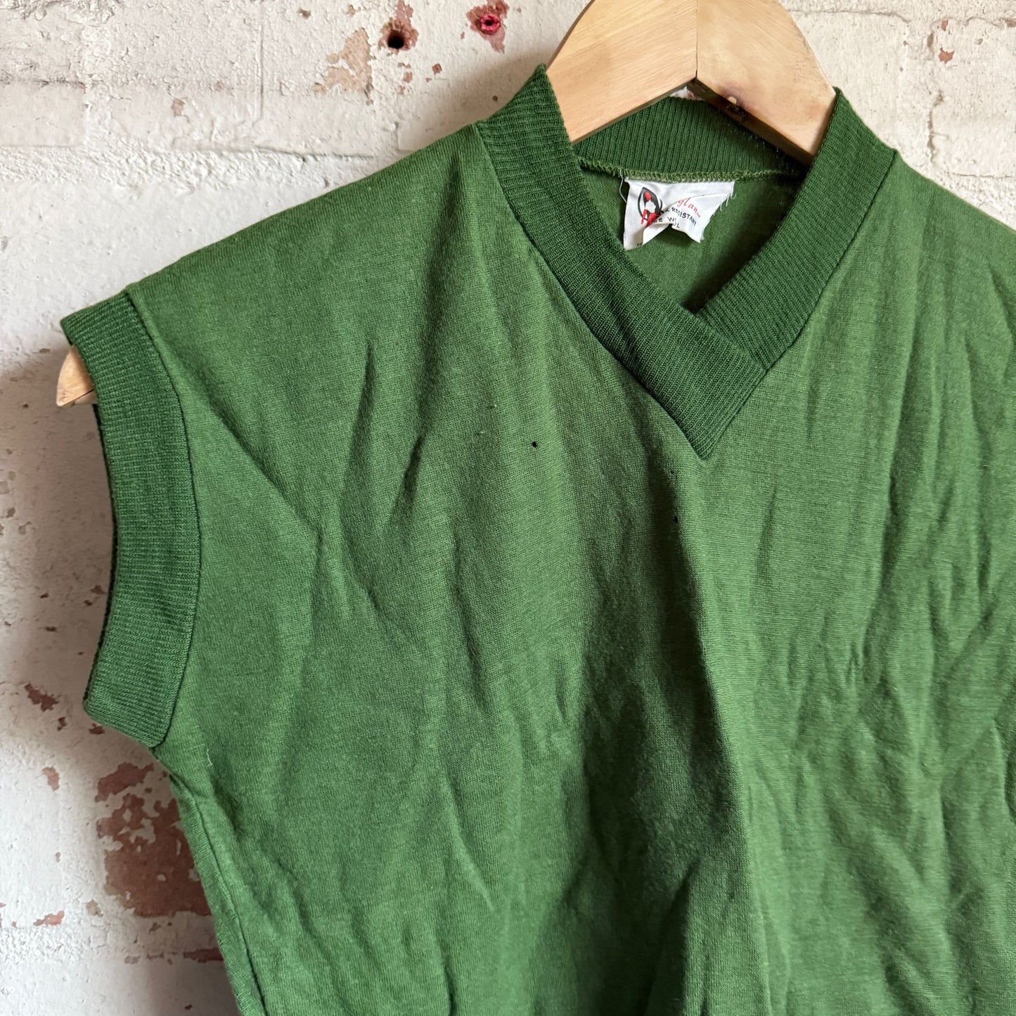 1950s Green Knitted Wool Tank Top Jumper