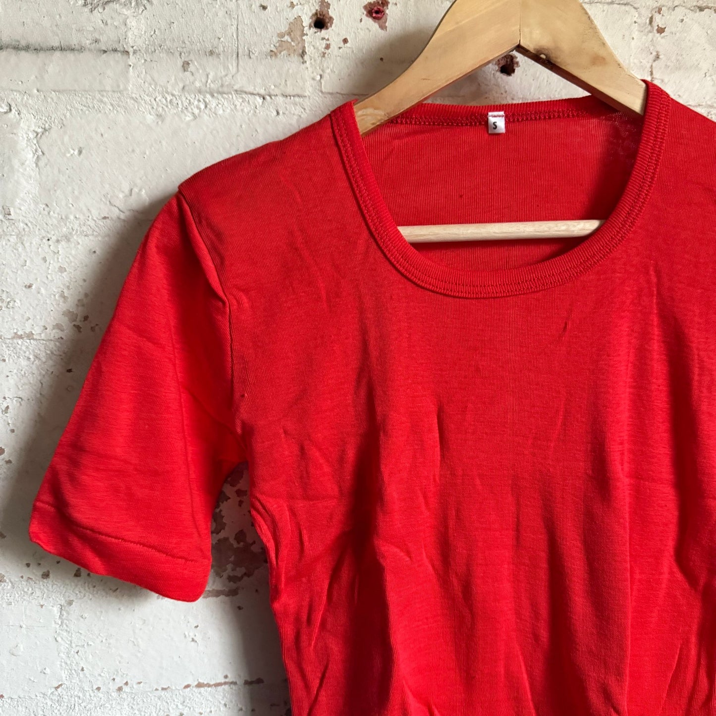 1970s Red Cotton Blank Ringer T-shirt