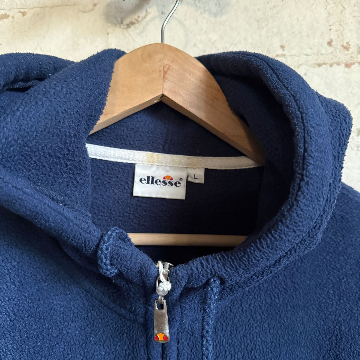 1990s Navy Ellesse 1/4 Zip Fleece Hoodie Jumper