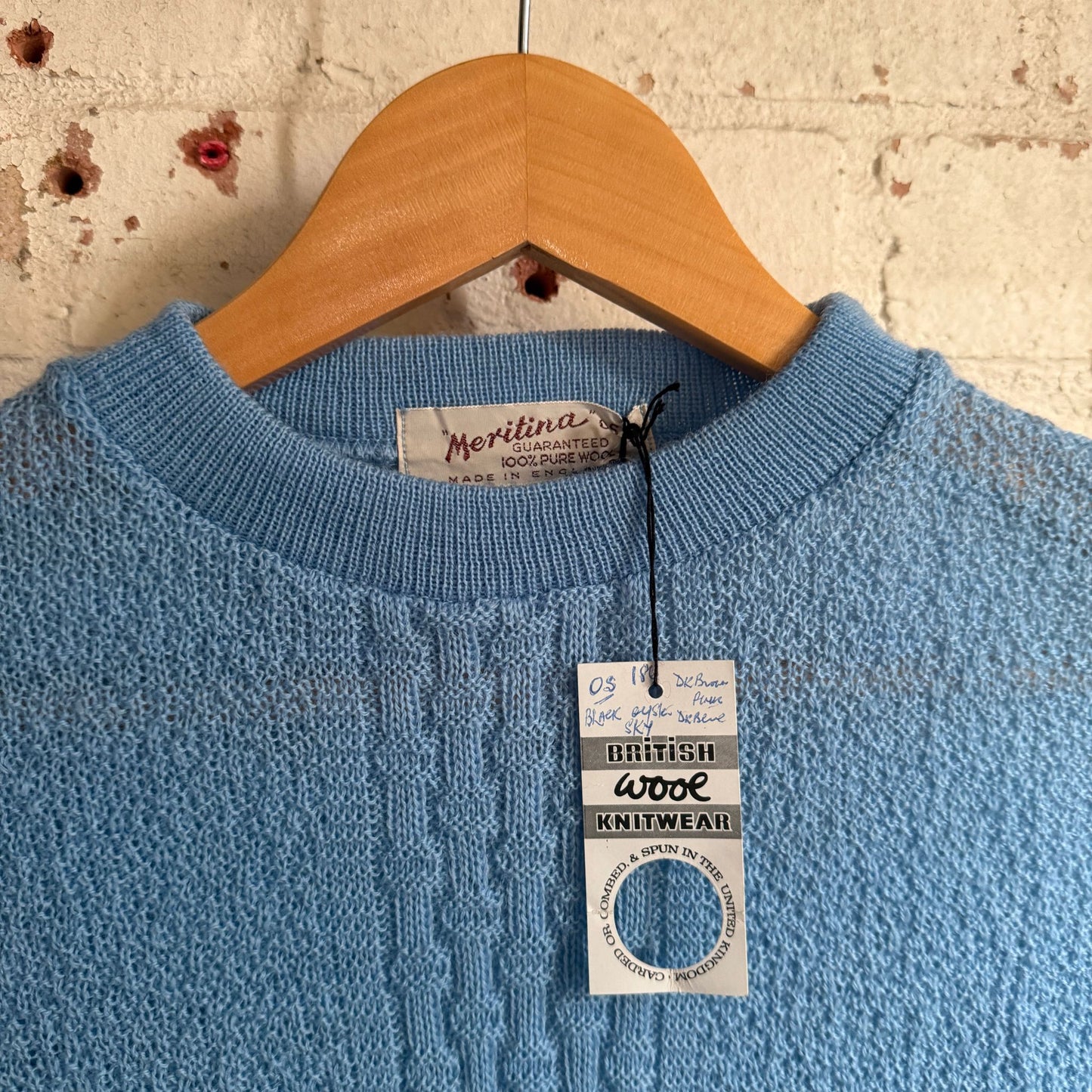 1950s Baby Blue Dead Stock Knitted Cable Jumper