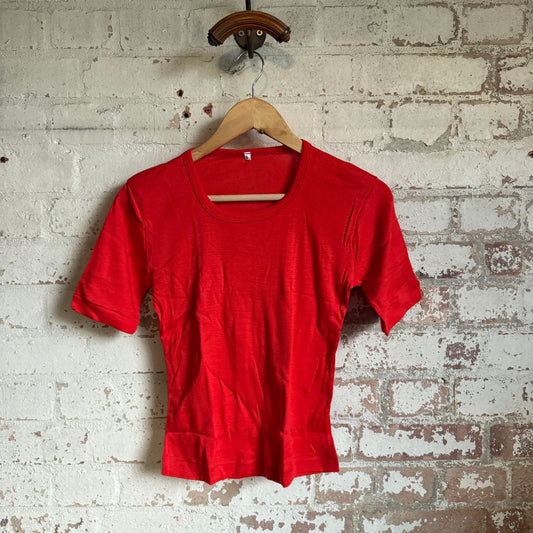 1970s Red Cotton Blank Ringer T-shirt