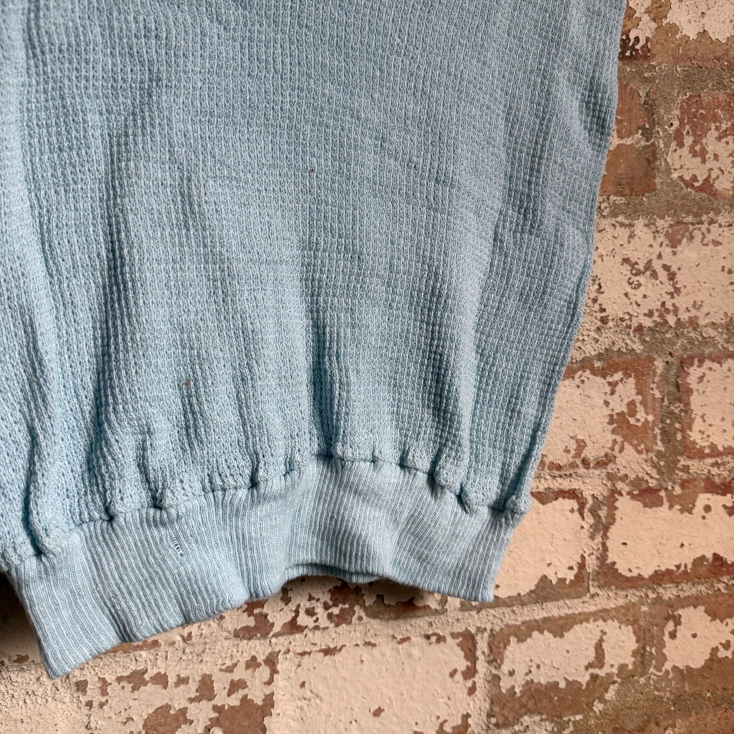 1960s Baby Blue Knitted Waffle Cotton Vest Top