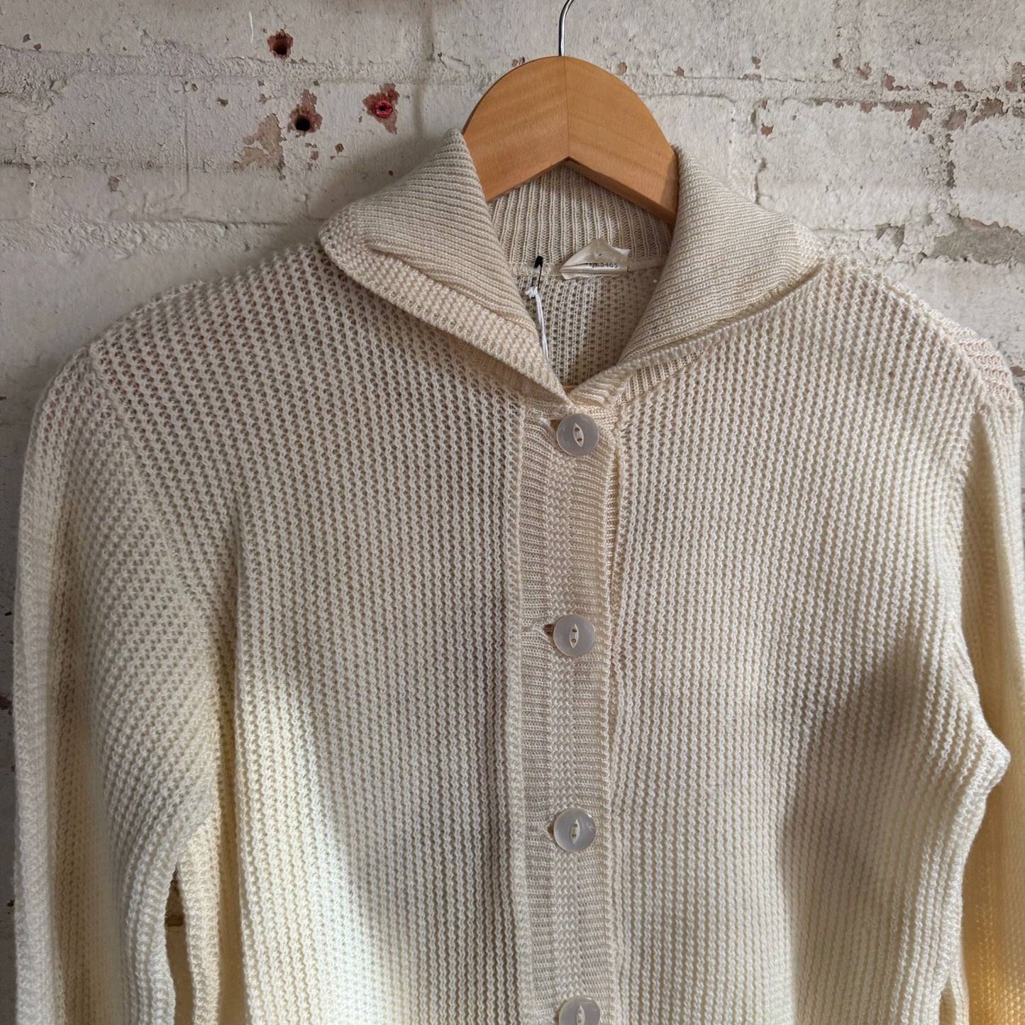1950s Cream Knitted Cardigan Button Jumper