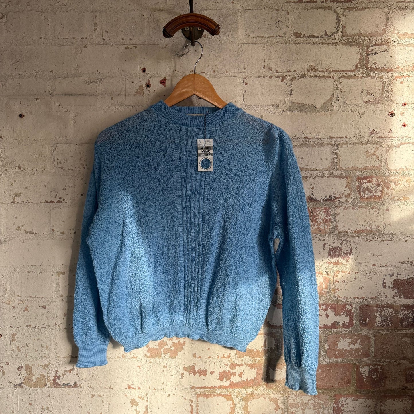 1950s Baby Blue Dead Stock Knitted Cable Jumper