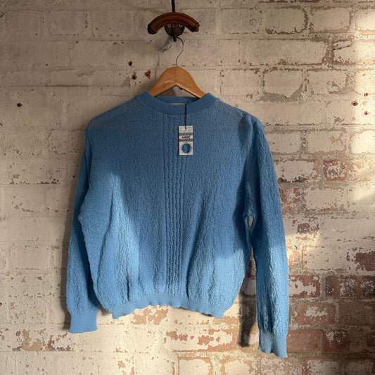 1950s Baby Blue Dead Stock Knitted Cable Jumper