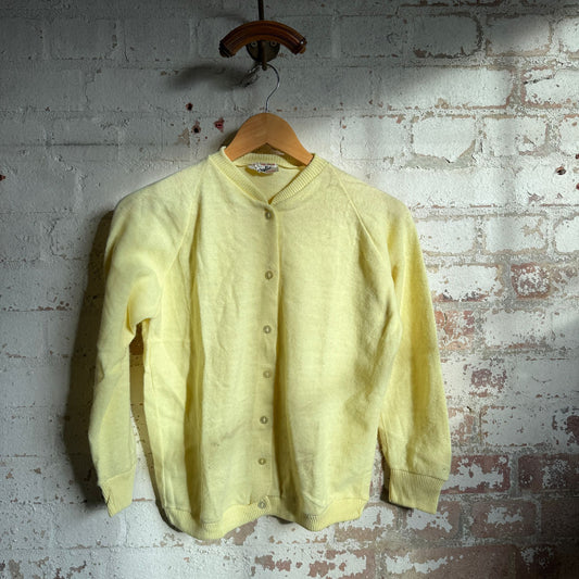 1950s Yellow British Cardigan Jumper
