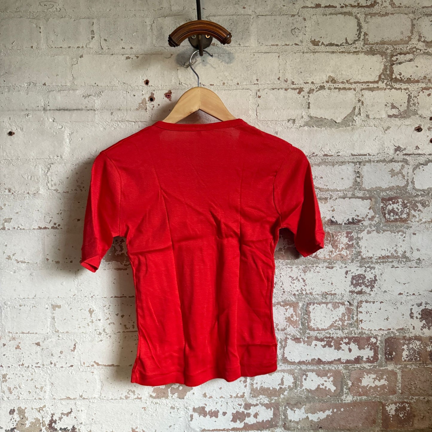 1970s Red Cotton Blank Ringer T-shirt