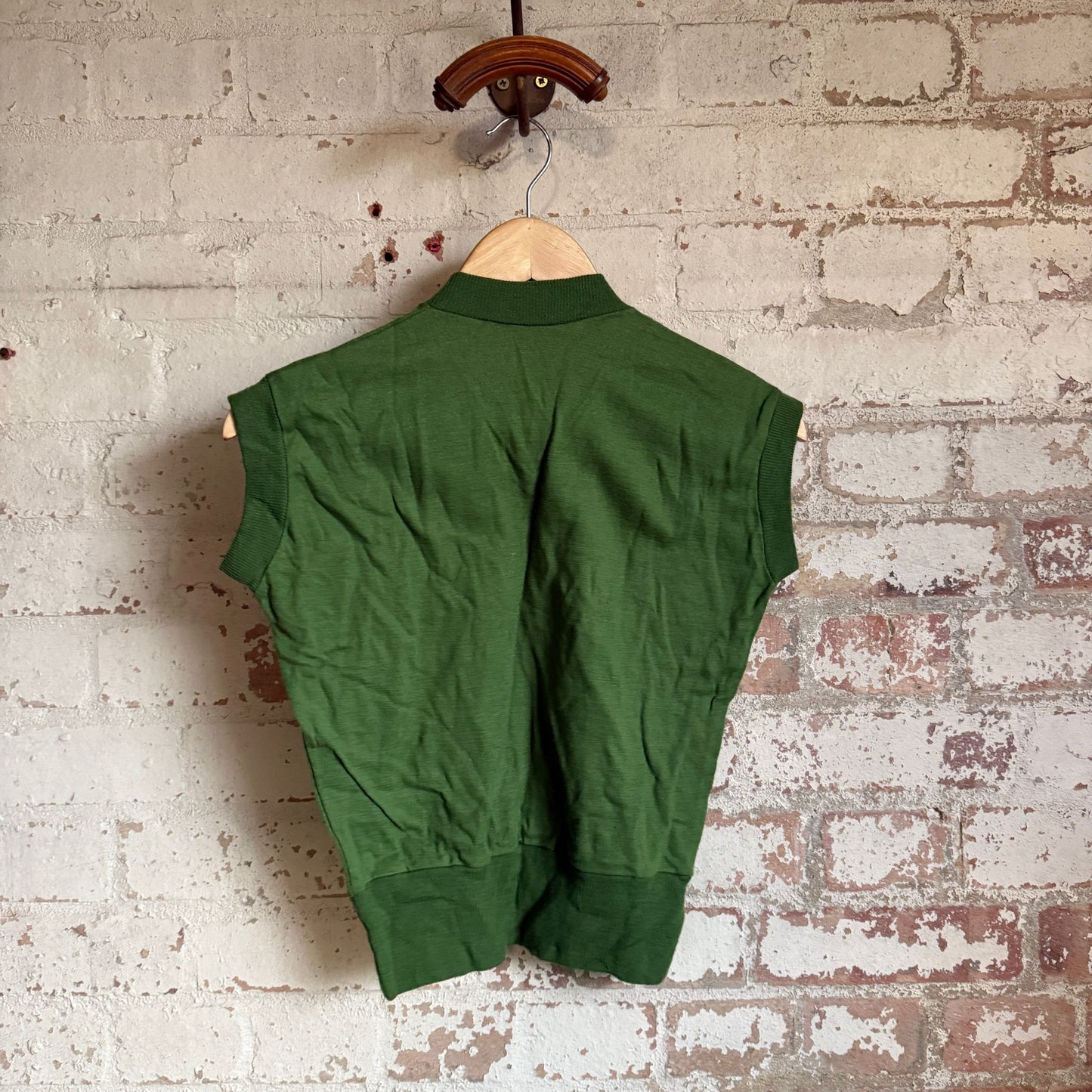 1950s Green Knitted Wool Tank Top Jumper