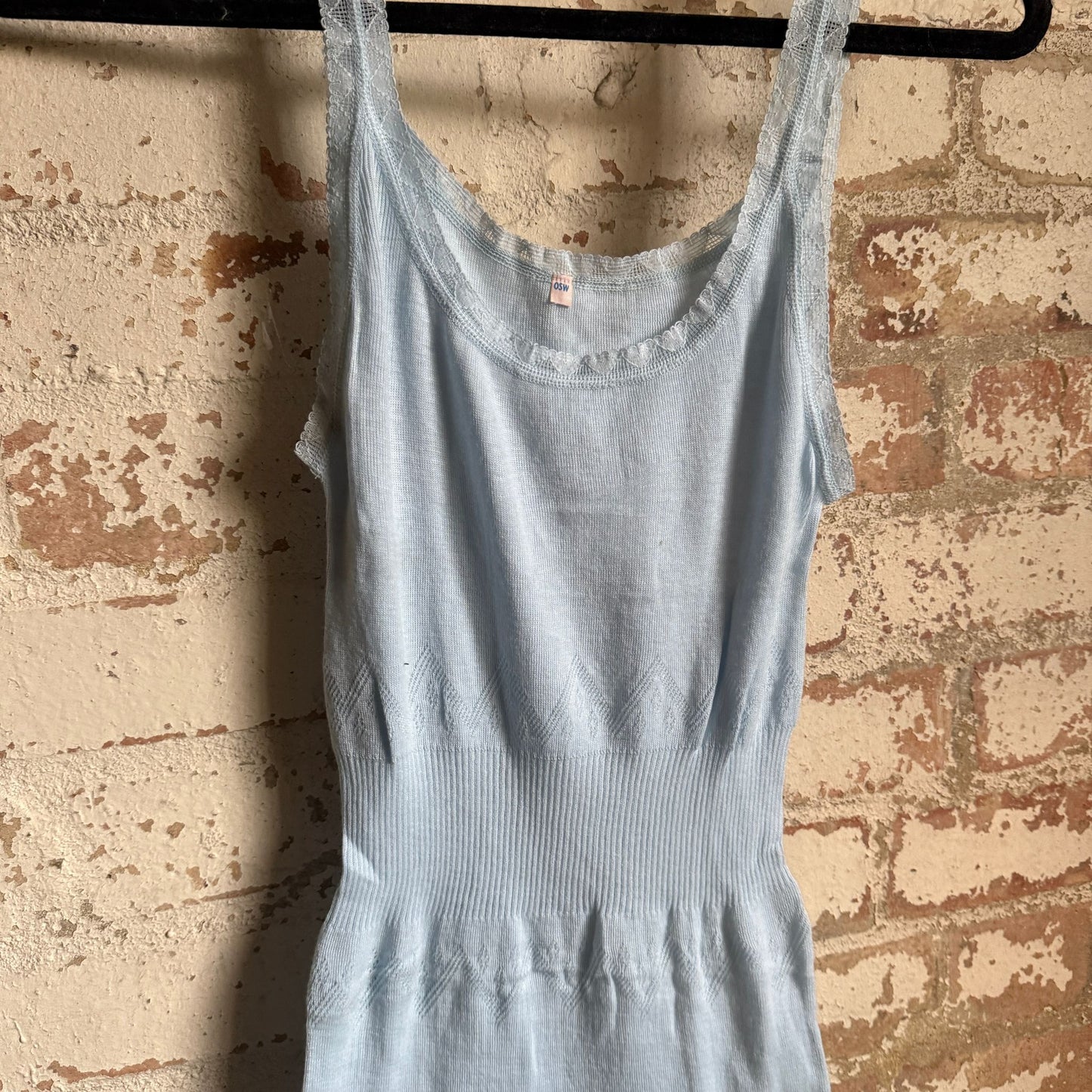 1950s Baby Blue Knitted Night Underwear Dress