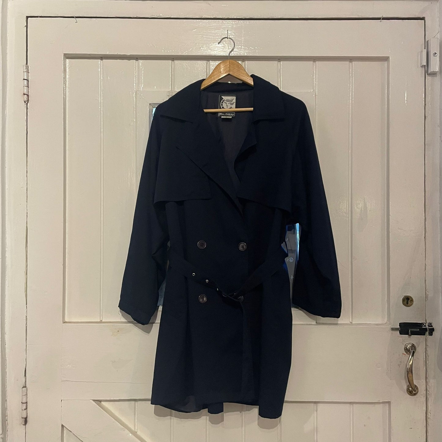 1970s Navy Miss Selfridge Belted Mac Coat