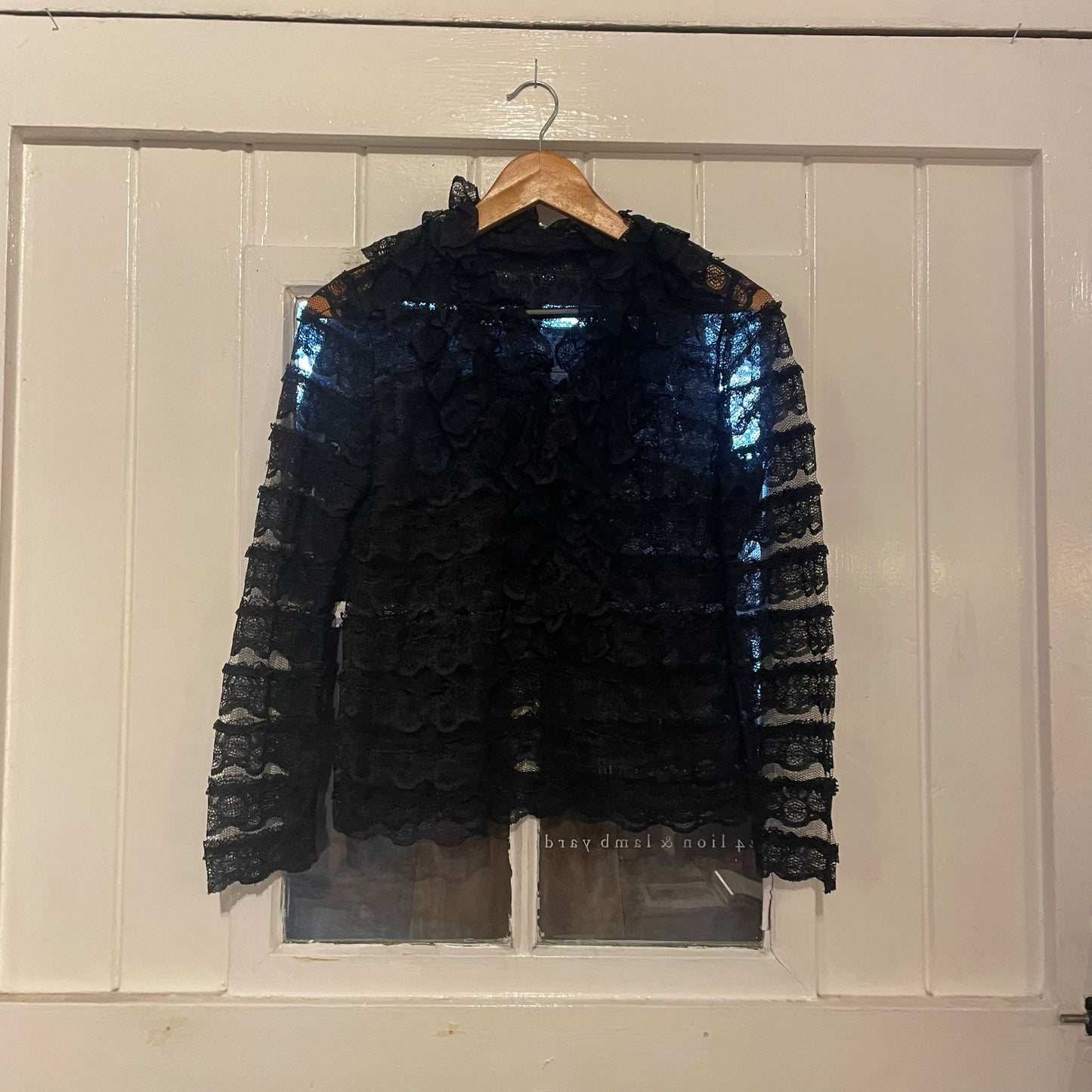 1930s Black Lace Blouse Button Shirt