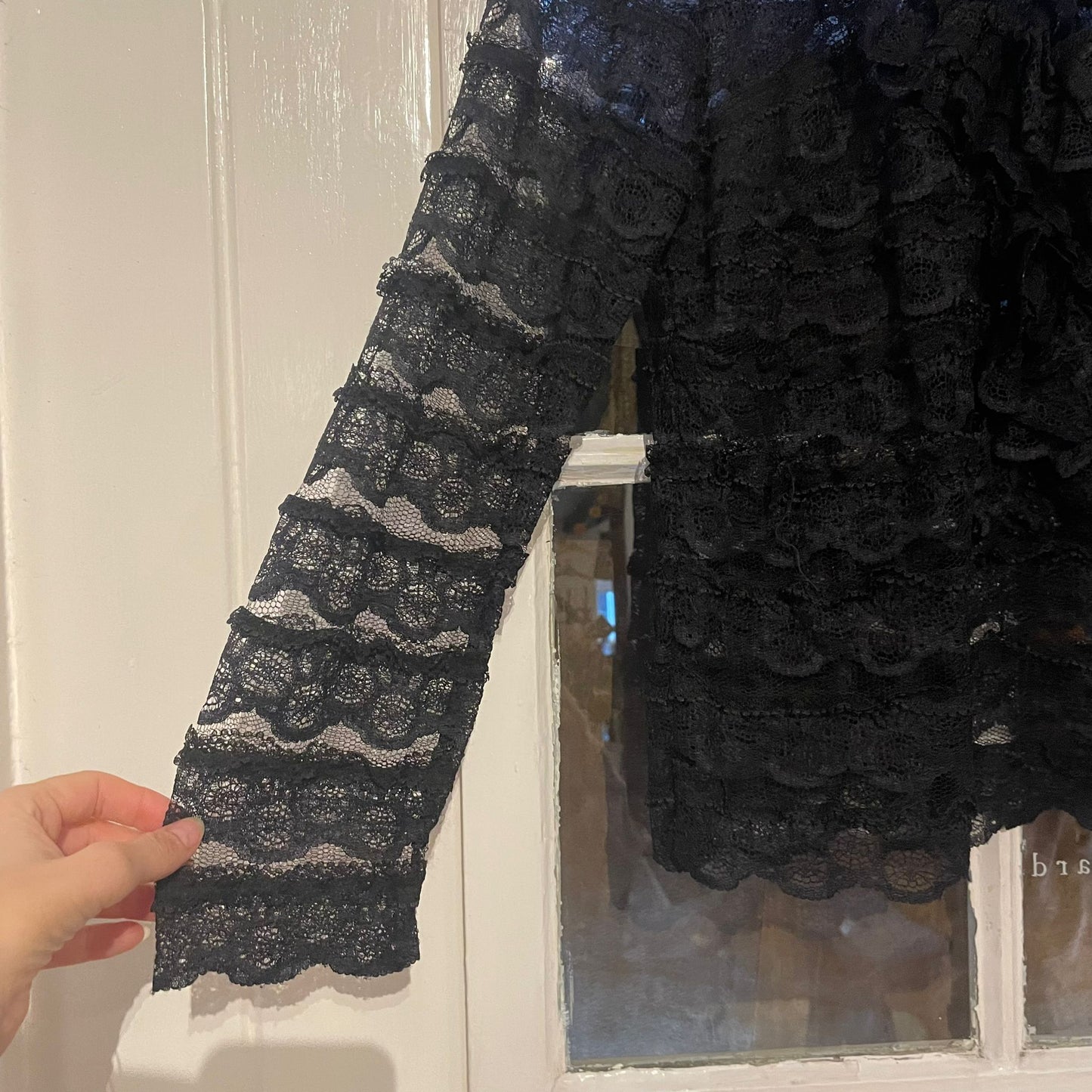 1930s Black Lace Blouse Button Shirt