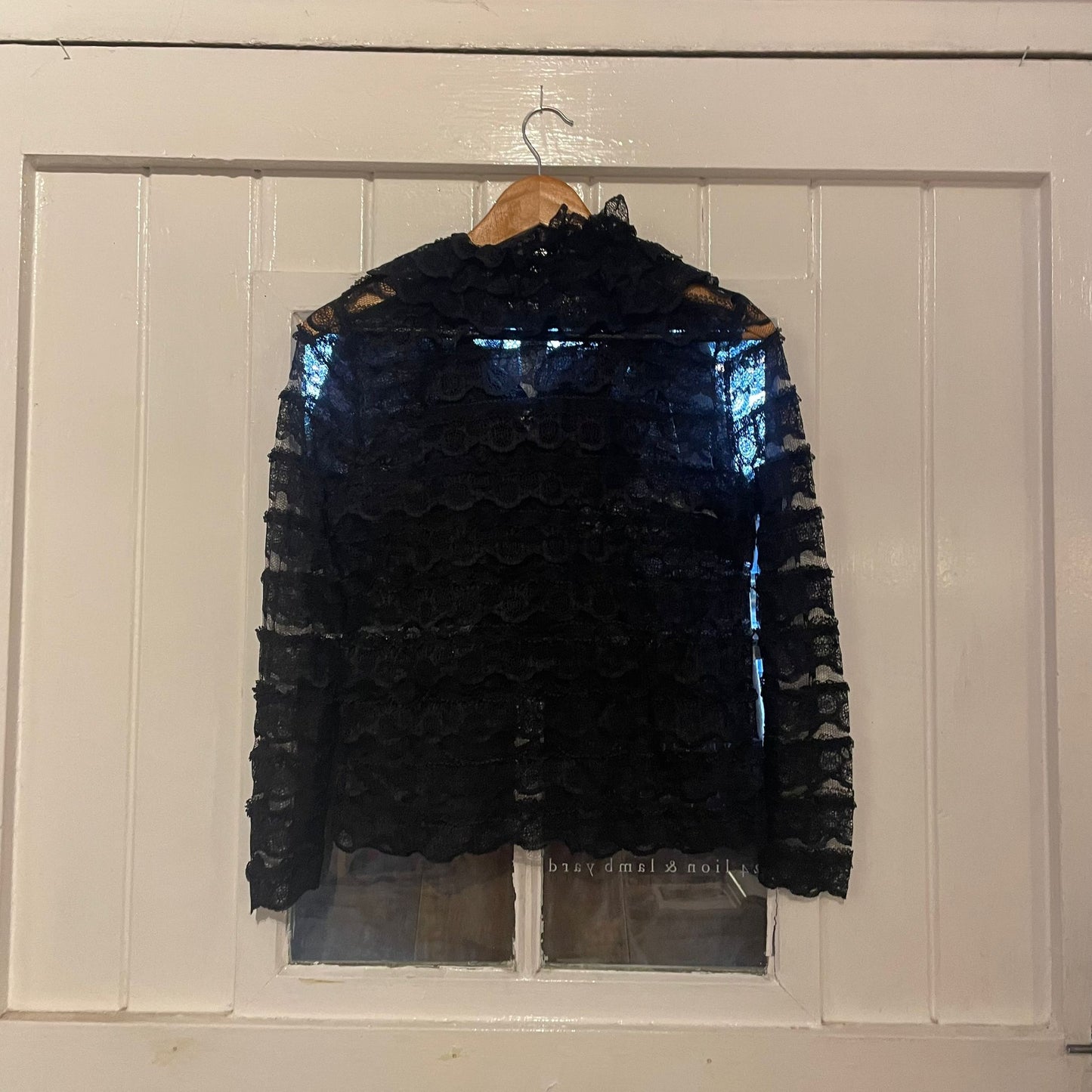 1930s Black Lace Blouse Button Shirt