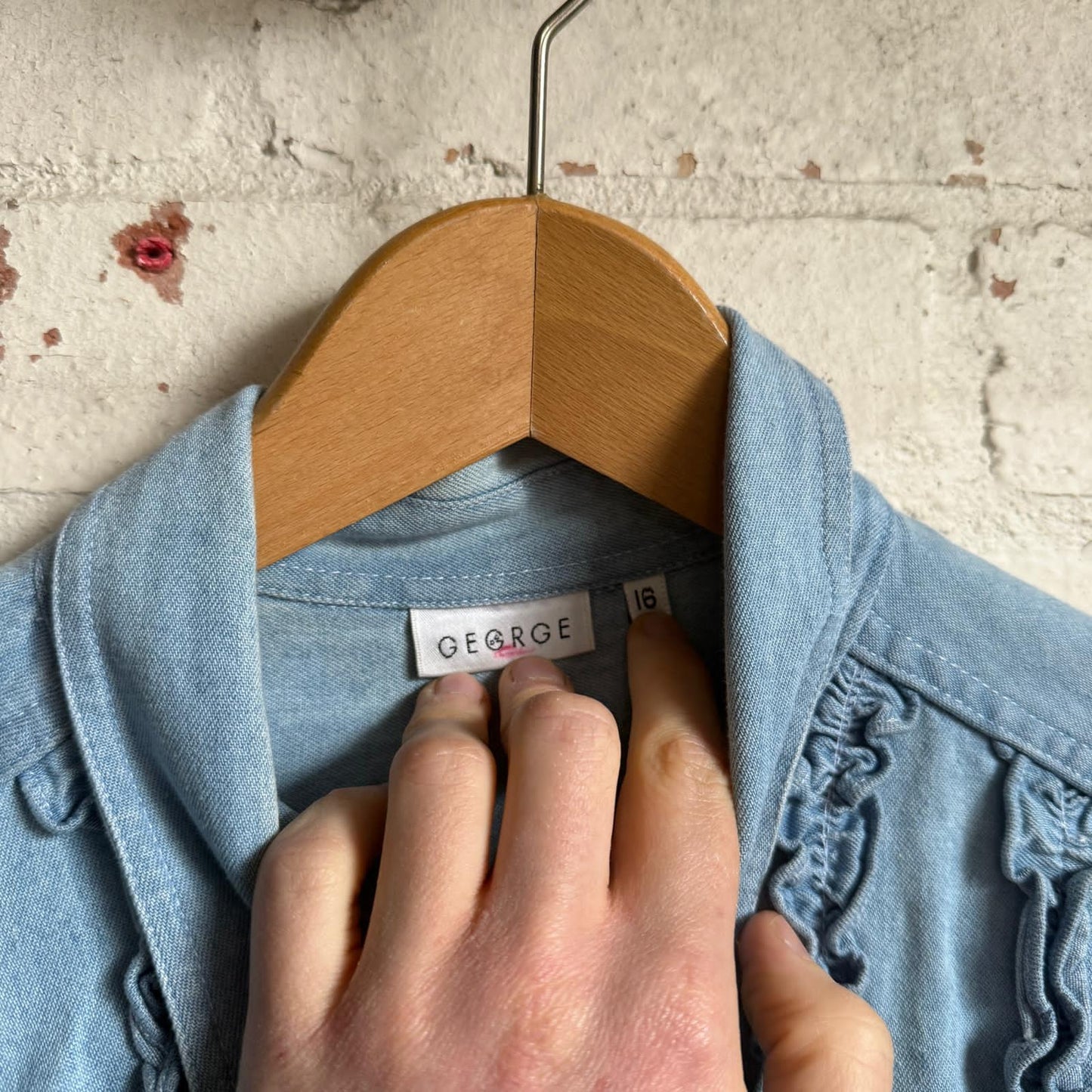 1990s Blue Denim Patterned Shirt