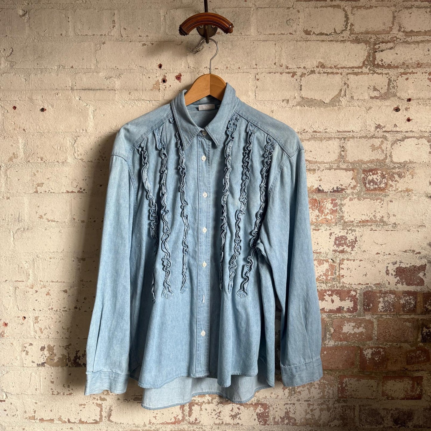 1990s Blue Denim Patterned Shirt