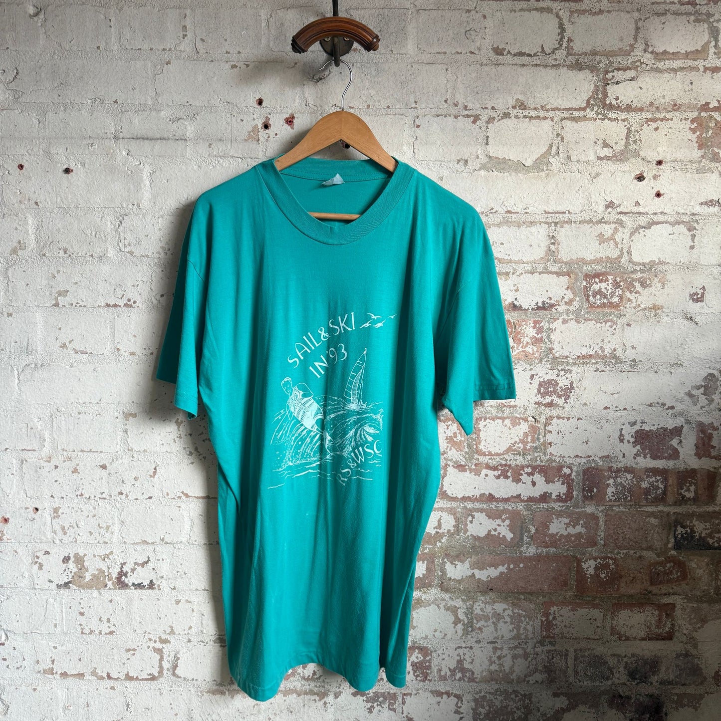 1990s Turquoise Ski graphic T-Shirt