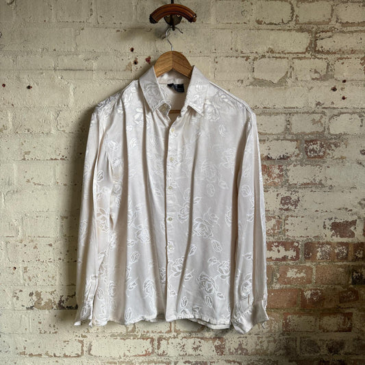 1960s White Carnaby Street Silk Blouse Shirt