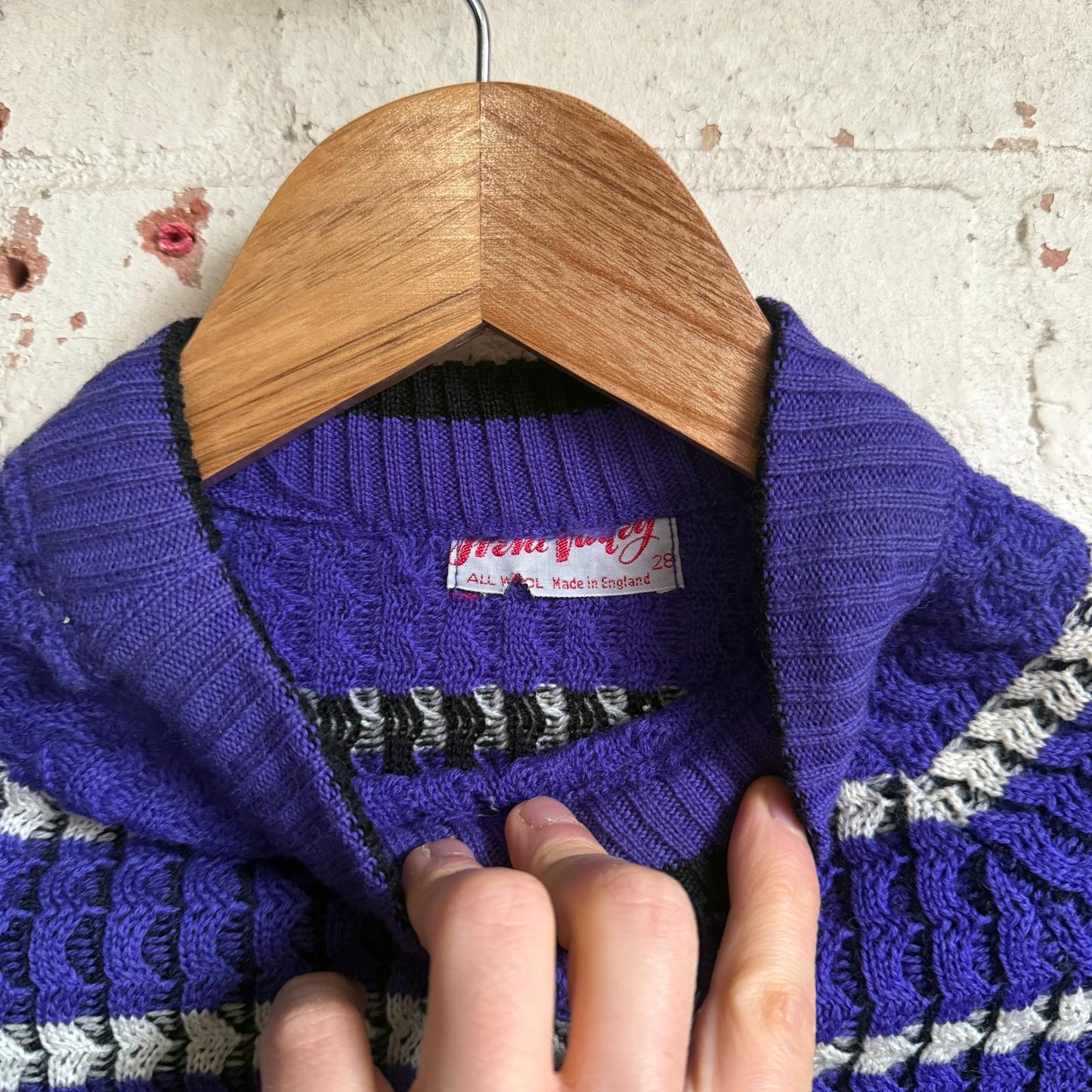 1940s 1950s Purple Stripe Knitted Wool Jumper