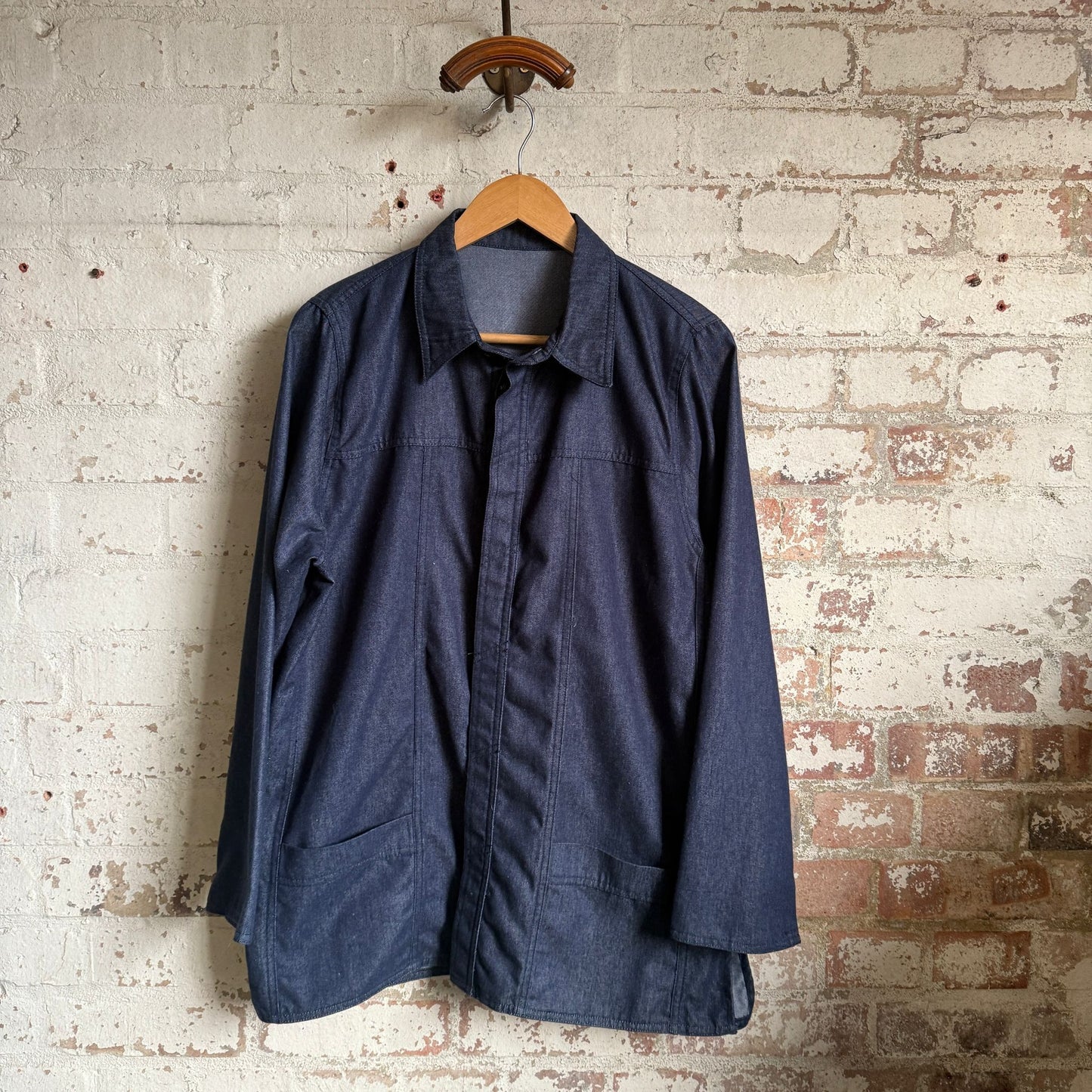 1980s Dark Blue Denim Button Work Jacket