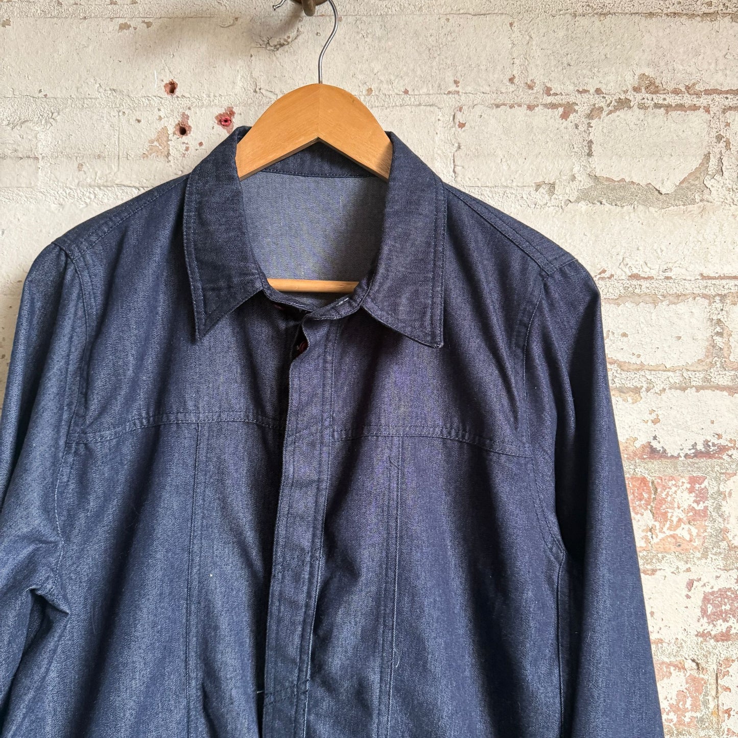 1980s Dark Blue Denim Button Work Jacket